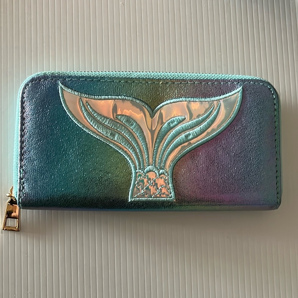 3AM FOREVER Holographic Mermaid Tail Gold Toned Zip Around  Wallet